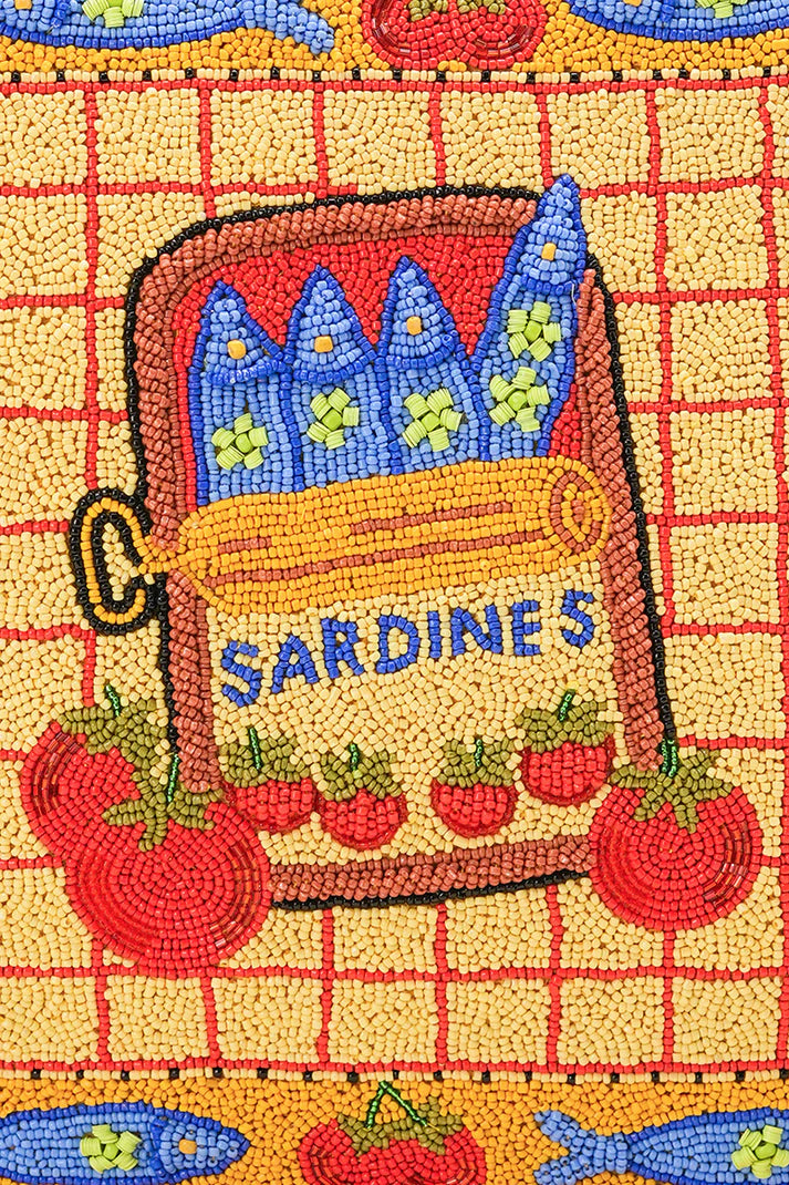 America and Beyond - Beaded Large Book Tote - Deep Sea Sardine