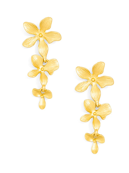 Earring - Drop - Triple Metal Flower - Findlay Rowe Designs