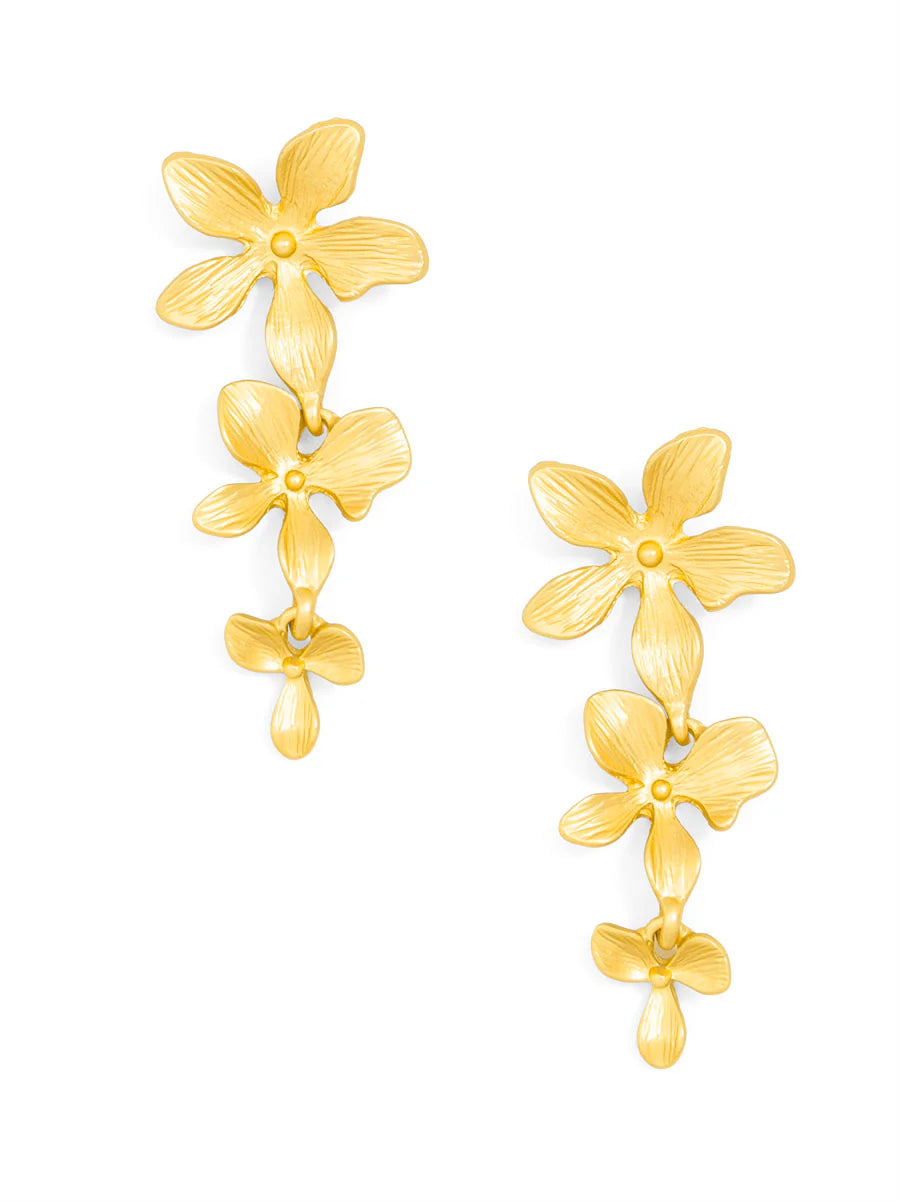 Earring - Drop - Triple Metal Flower - Findlay Rowe Designs