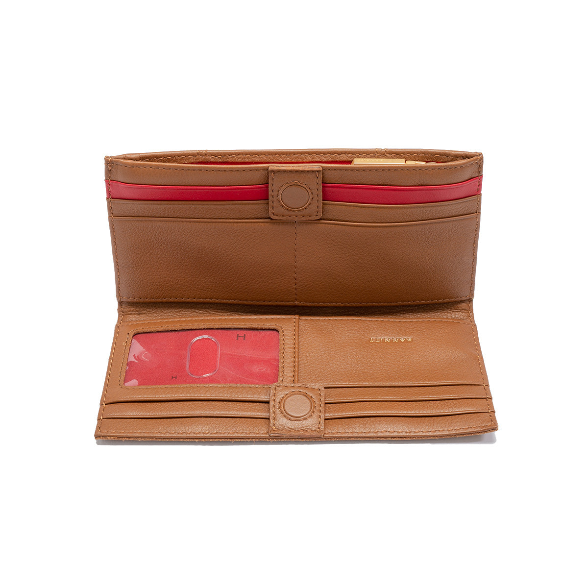 Hammitt - 110 North Wallet - Mahogany Pebble Brushed Gold - Red Zip - Findlay Rowe Designs