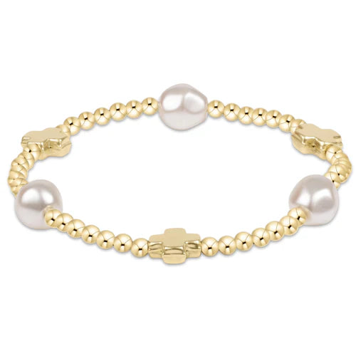 Enewton - Signataure Cross Admire Pearl Pattern 3mm Bead Bracelet - Gold - Findlay Rowe Designs