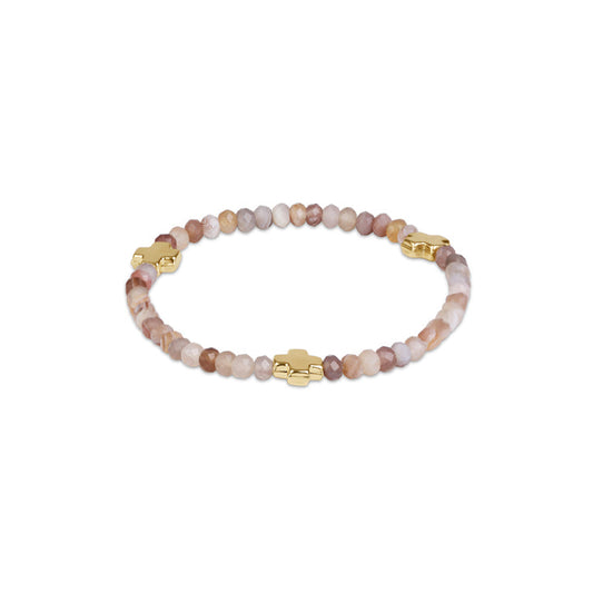 Enewton - Extends - Signature Cross Gold 4mm Gemstone Bracelet - Botswana Agate - Findlay Rowe Designs