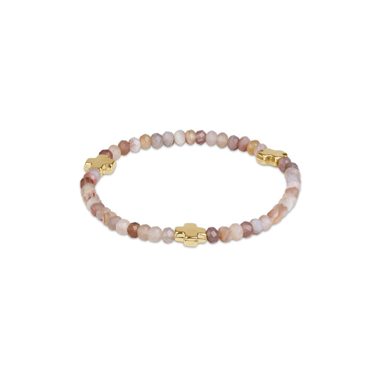 Enewton - Extends - Signature Cross Gold 4mm Gemstone Bracelet - Botswana Agate - Findlay Rowe Designs