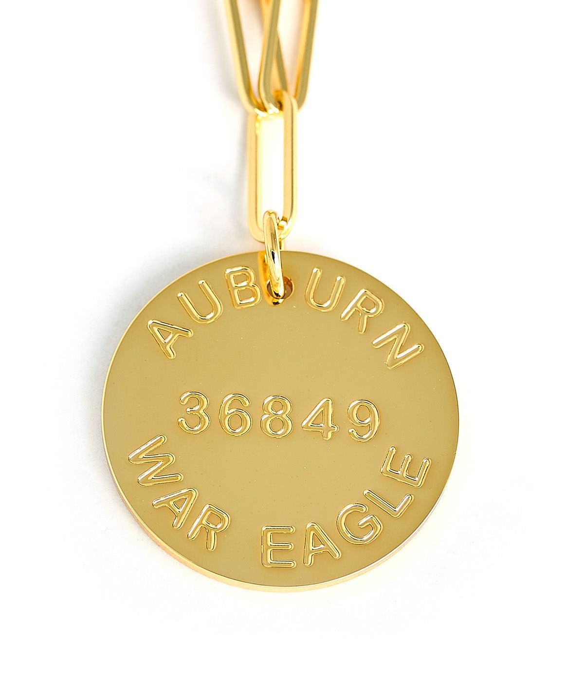 Lisi Lerch - Necklace - College Tag Charm - Plated Paper Clip Chain - Auburn - Findlay Rowe Designs