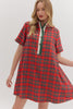 Entro - Dress - Red Plaid Short Sleeve Mini - Findlay Rowe Designs