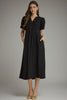 Entro - Dress - Midi V-Neck Pleated Bodice - Black - Findlay Rowe Designs