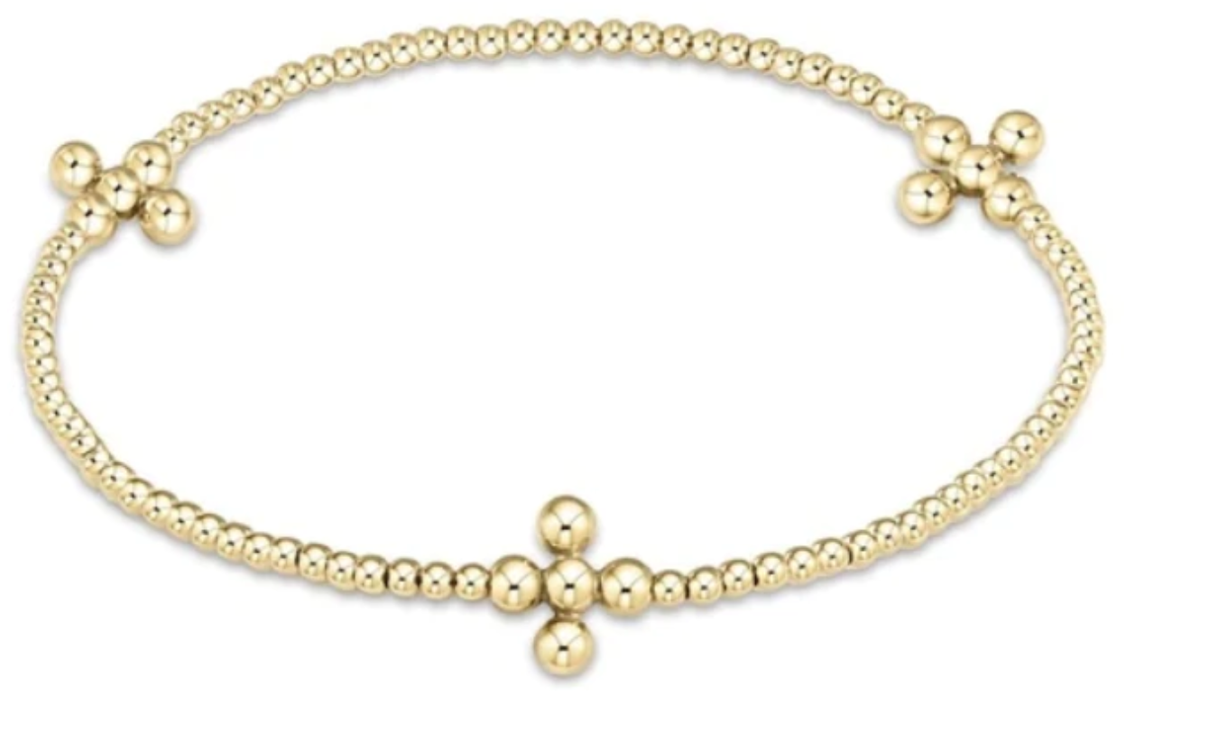ENEWTON -  Classic Beaded Signature Cross Gold Bracelet - 3mm Bead Gold - Findlay Rowe Designs