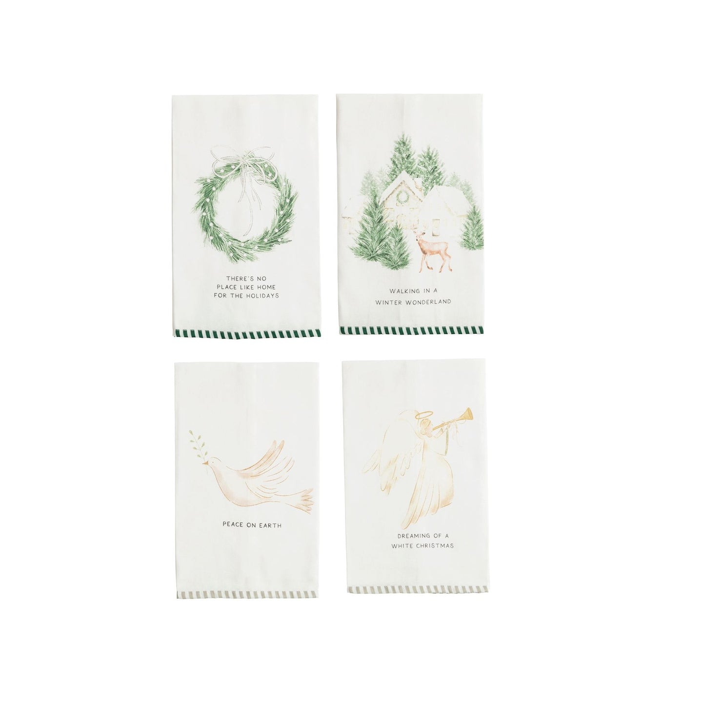 Mud Pie - Tea Towel - White Christmas Stripe Hem - Findlay Rowe Designs