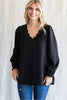 Jodifl-Black Scallop Long Sleeve Top - Front side