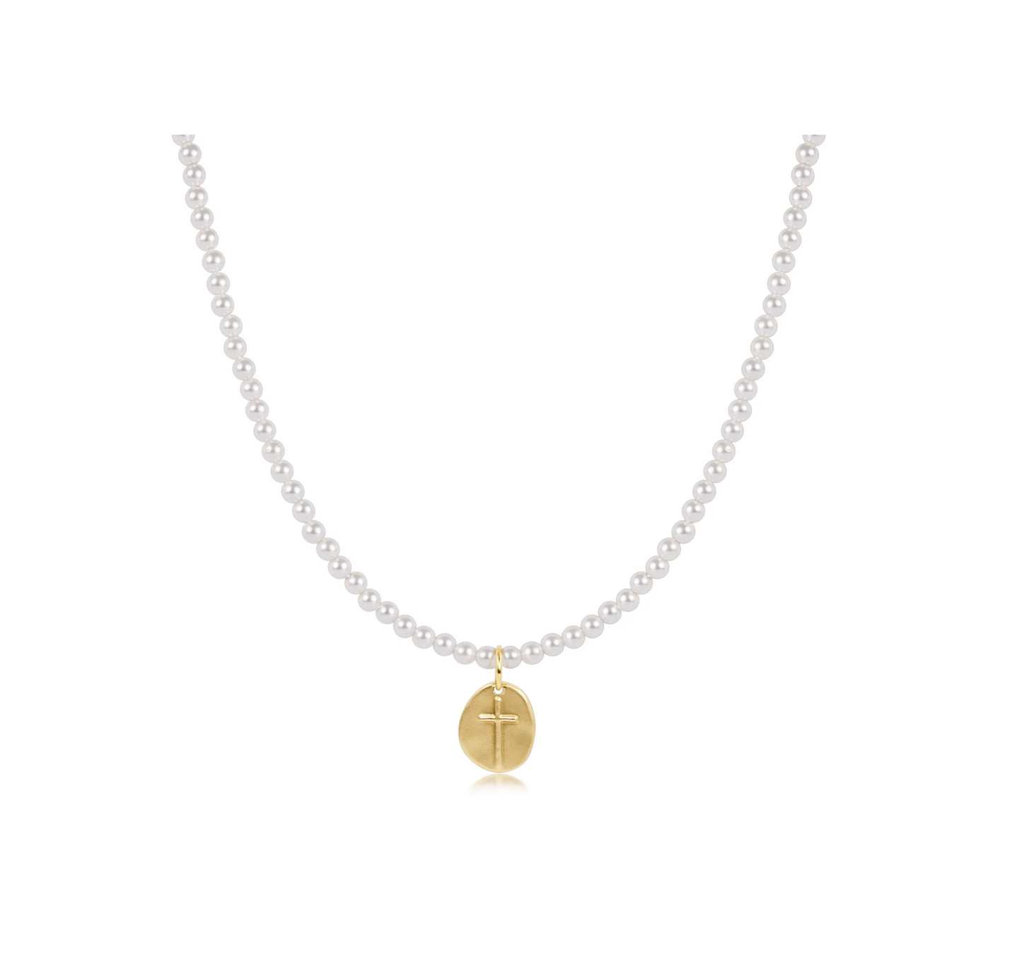 Enewton - Choker Classic Pearl 3mm Bead - Inspire Small Gold Charm - 17in