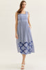 Entro - Dress - Midi Sleeveless Striped Cutout Embroidery - Navy - Findlay Rowe Designs