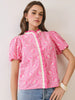 Top - Floral Ruffled Trim - Pink - Findlay Rowe Designs