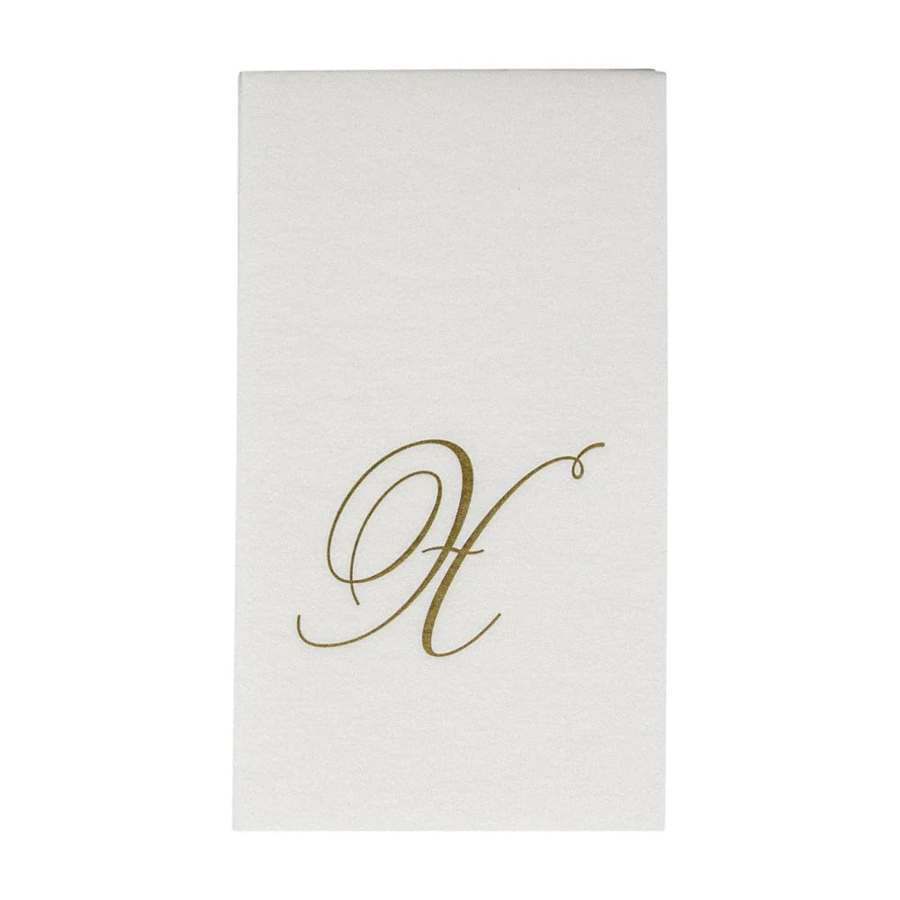 Caspari - Guest Towel Napkin - White Pearl-Paper Linen Napkin - Monogram - Findlay Rowe Designs