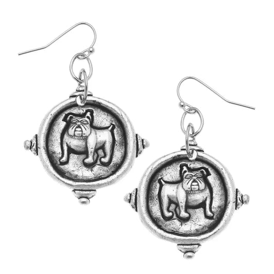 Susan Shaw - Earrings - Bulldog Drop - Silver