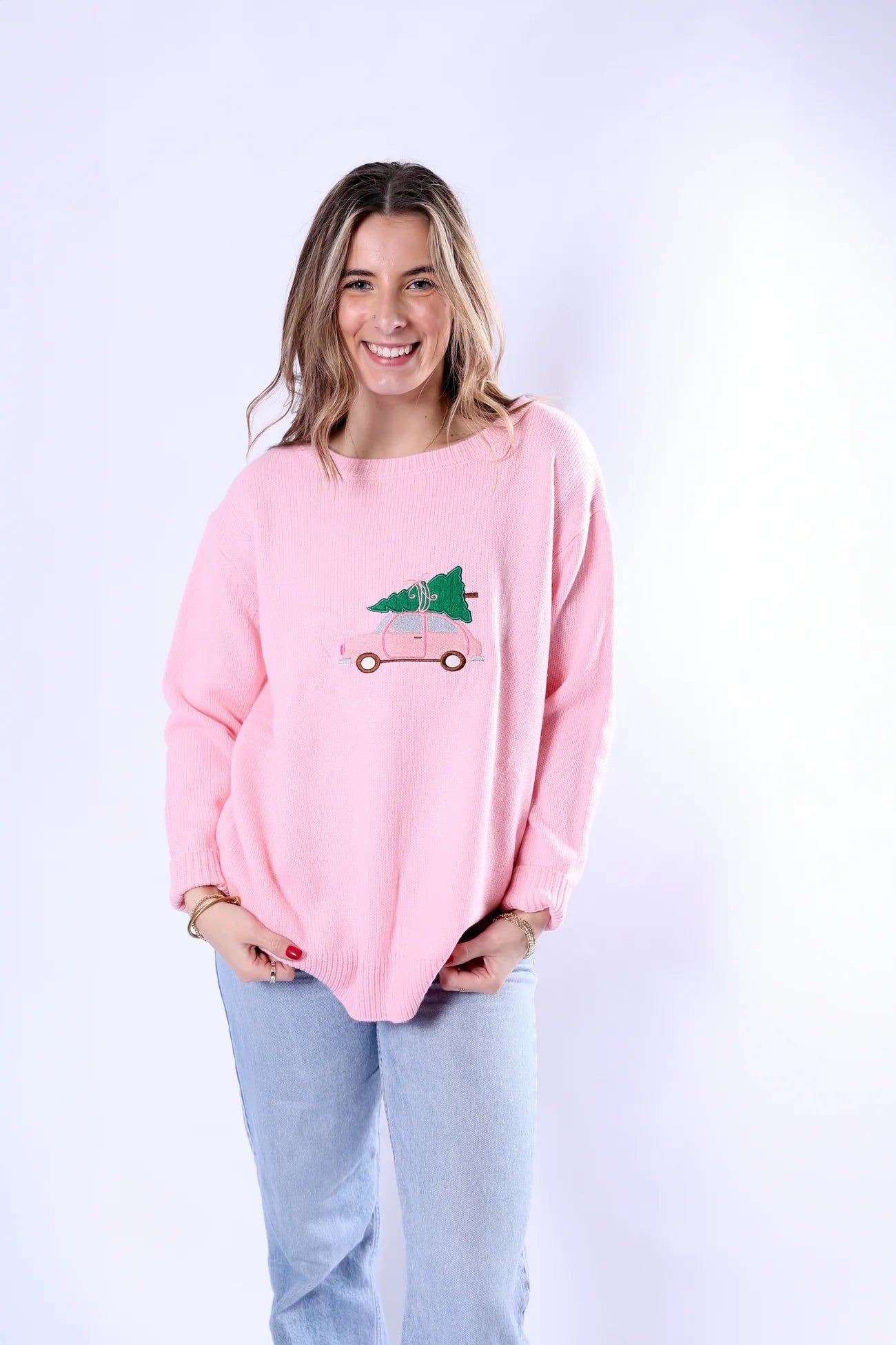 Pippa Sweater - Pink - Christmas Car
