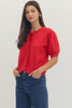 Entro - Top - Puff Sleeve - Red Scallop - Findlay Rowe Designs
