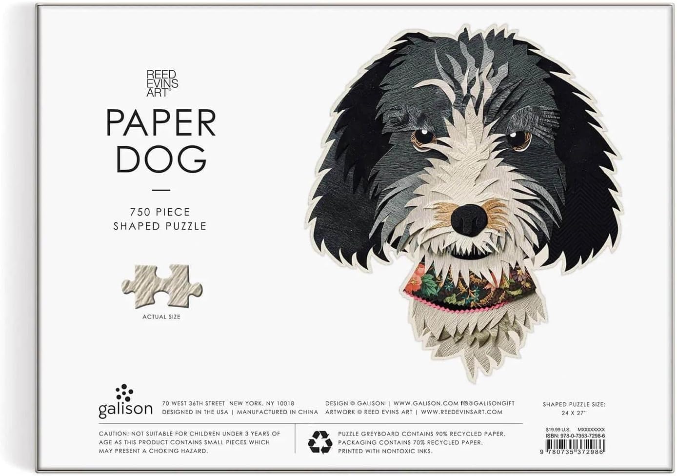 Puzzle - Galison Paper Dogs - 750 Piece Dog Shaped - Findlay Rowe Designs