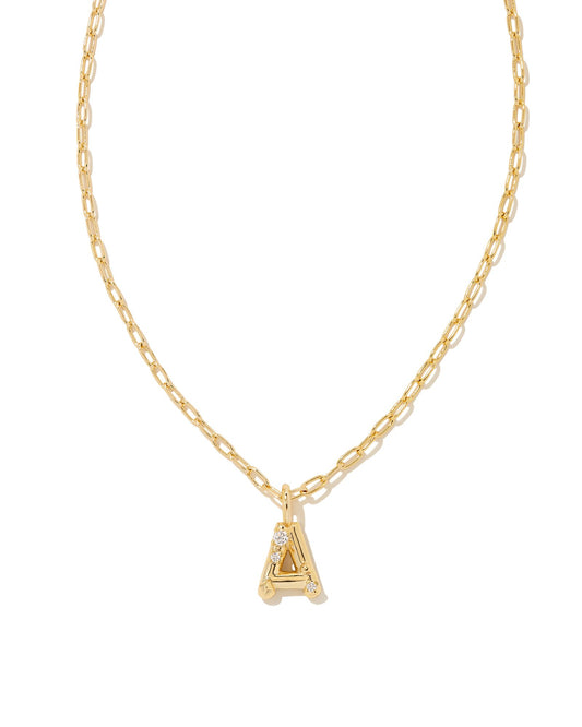 Kendra Scott - Necklace -  Crystal Gold Short Pendant -  Letter A - Findlay Rowe Designs