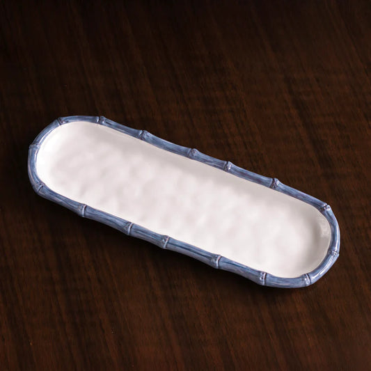 Beatriz Ball - VIDA Bamboo Baguette Platter - White and Blue - Findlay Rowe Designs