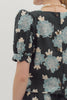 Top - Floral Print Puff Shoulder - Black - Findlay Rowe Designs