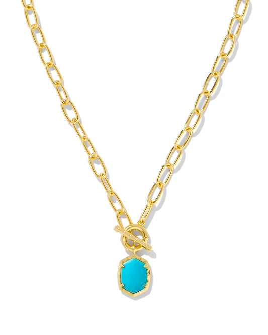 Kendra Scott- Daphne Convertible Gold Link Necklace in Variegated Turquoise Magnesite