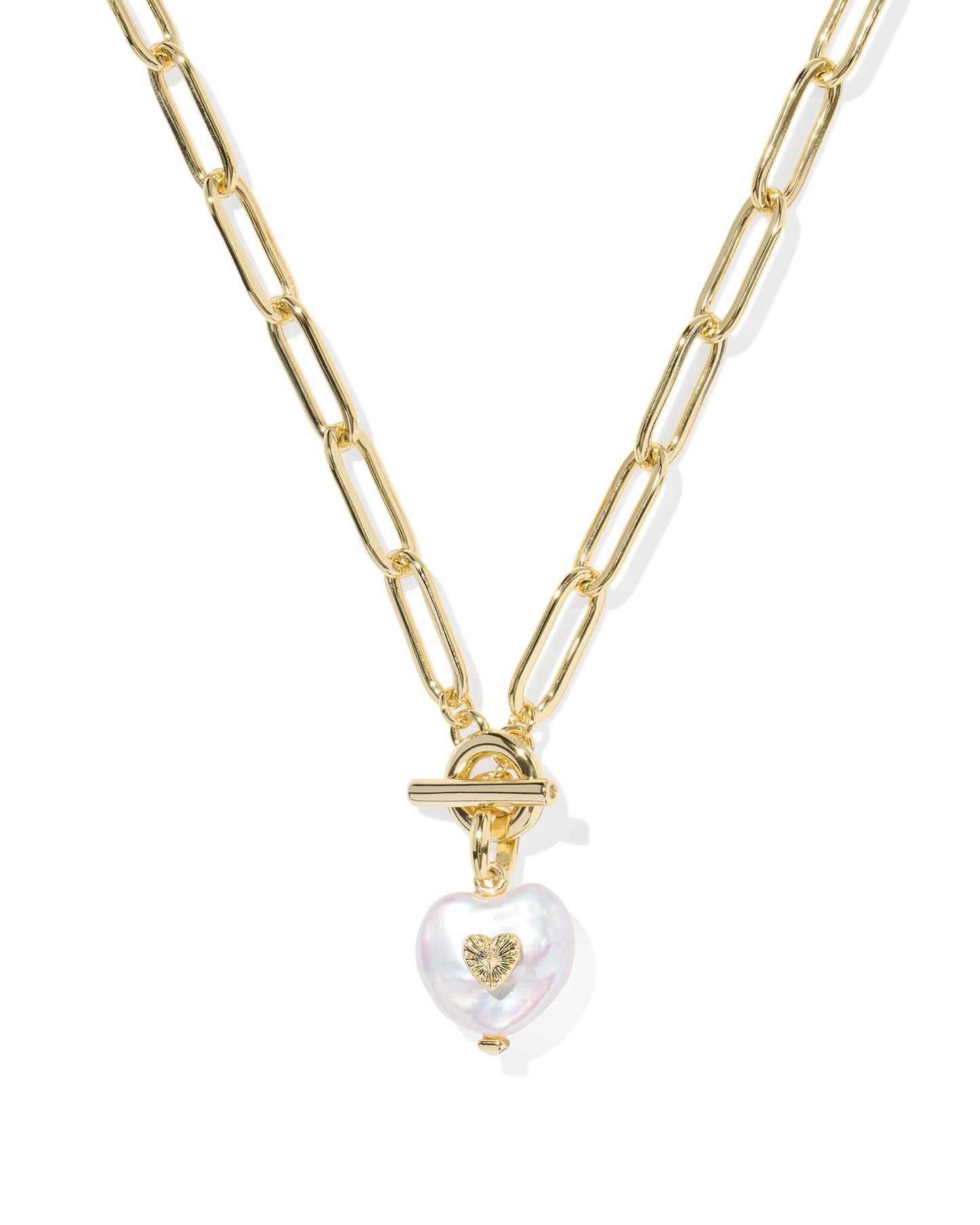 endra Scott - Sasha Heart Short Pendant Necklace - Gold Freshwater Cultured Pearl - Findlay Rowe Designs