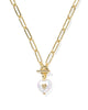 endra Scott - Sasha Heart Short Pendant Necklace - Gold Freshwater Cultured Pearl - Findlay Rowe Designs