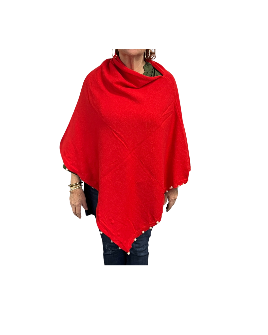 Poncho with Pearl Trim
