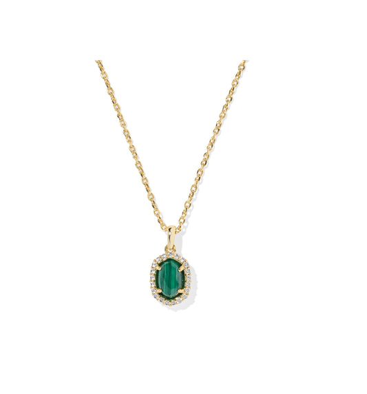 Kendra Scott - Necklace - Daphne Crystal Frame Short Pendant - Gold Green Malachite