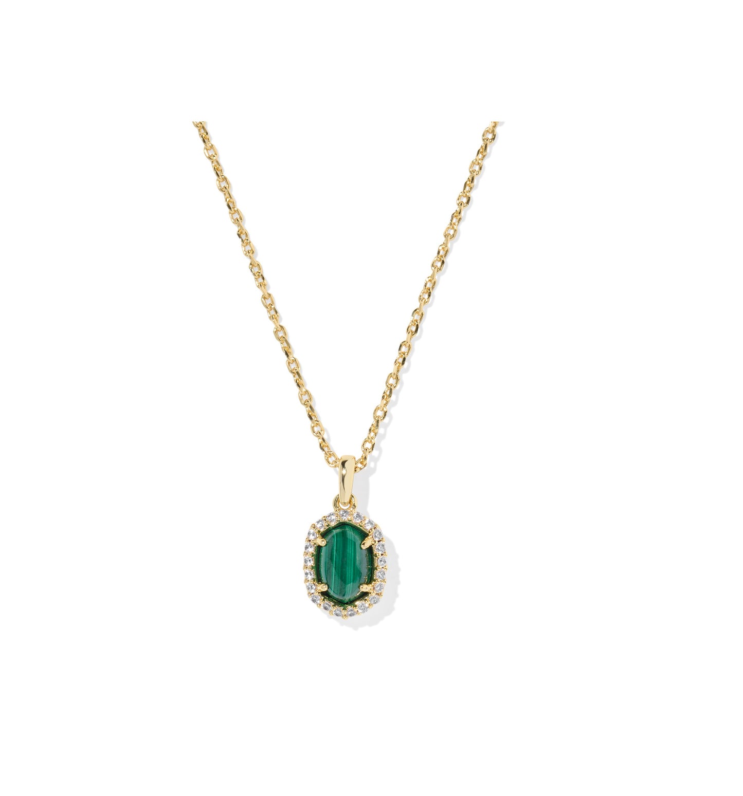 Kendra Scott - Necklace - Daphne Crystal Frame Short Pendant - Gold Green Malachite