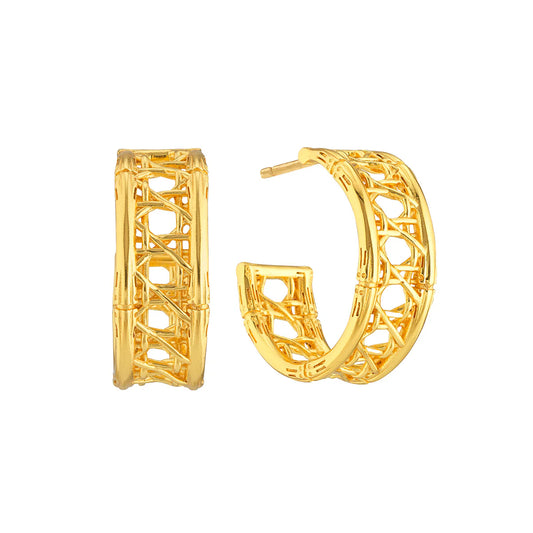 Capucine de Wulf - Earrings - Veranda Caning Hoop - Gold - Medium - Findlay Rowe Designs