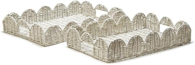 Serving Tray - Scalloped Edge All Weather Wicker - Findlay Rowe Designs