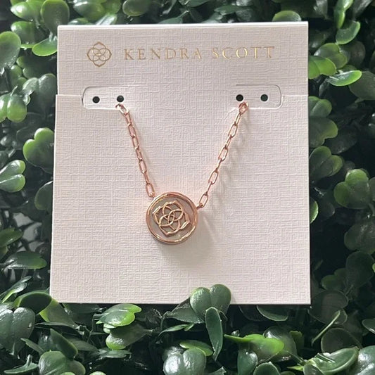 Clearance - Kendra Scott - Dira Stamped Necklace Rose Gold - Golden Abalone - Findlay Rowe Designs