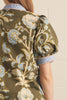 Entro - Top - Puff Sleeve Contrast Binding - Floral Olive - Findlay Rowe Designs
