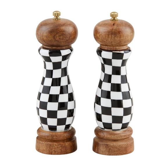 Mud Pie- Checkered Salt & Pepper Grinder Set