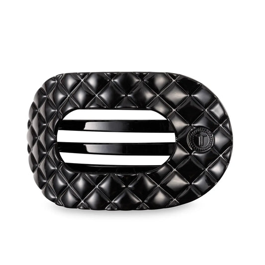 Teleties - Flat Round Hair Clip - Jet Black Quilted - Large - Findlay Rowe Designs