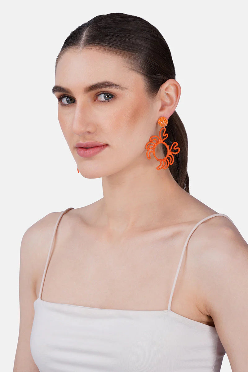 America and Beyond - Earrings - Coastal Crabby Chic Hand-Beaded