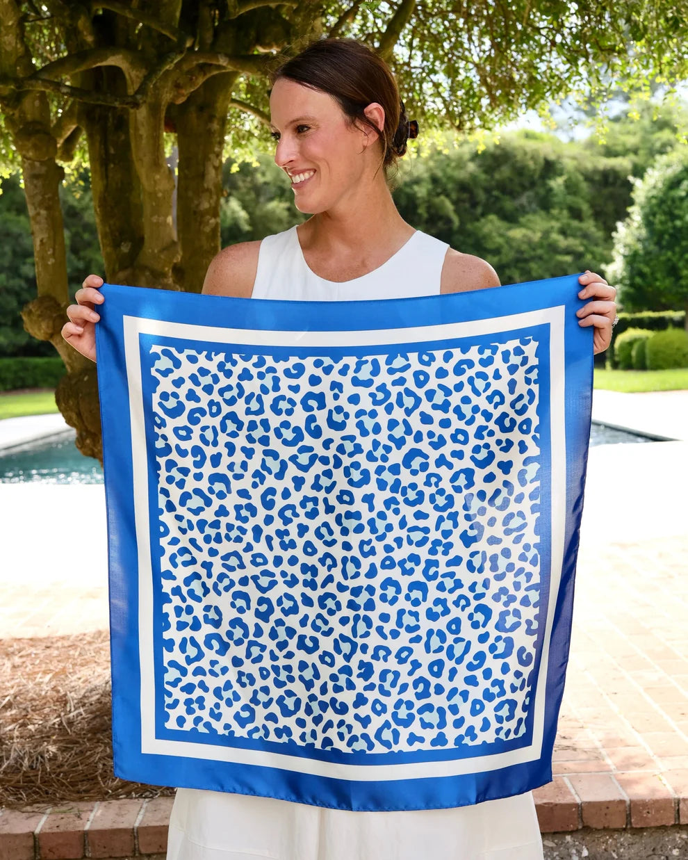 Caroline Hill - Scarf - Medium Meredith Spotted - Blue White - Findlay Rowe Designs