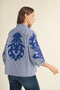 Jodifil - Top - 3/4 Sleeve Baroque - Blue Stripe - Findlay Rowe Designs
