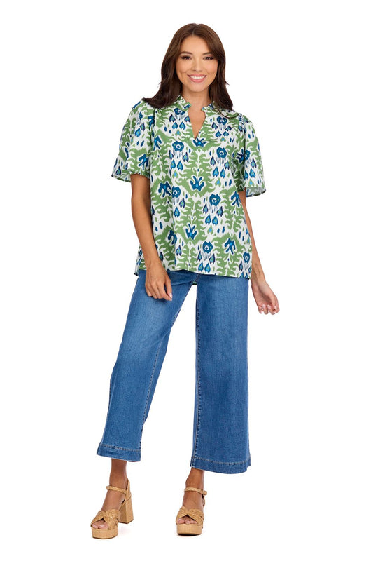 Mud Pie - Top - Chase Flounce Sleeve - Green - Findlay Rowe Designs