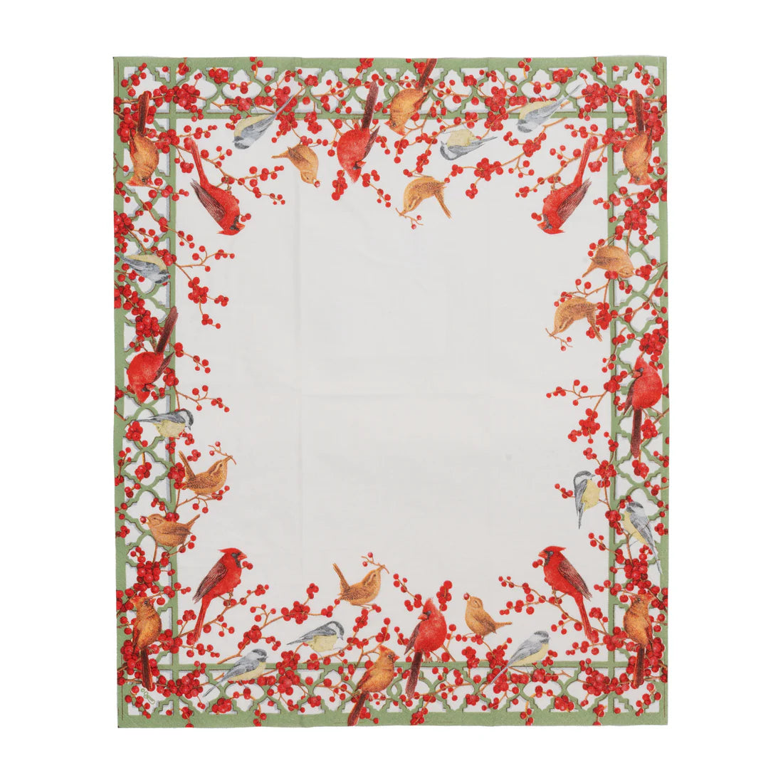 Caspari - Guest Towel Napkins - Winter Birds and Berries