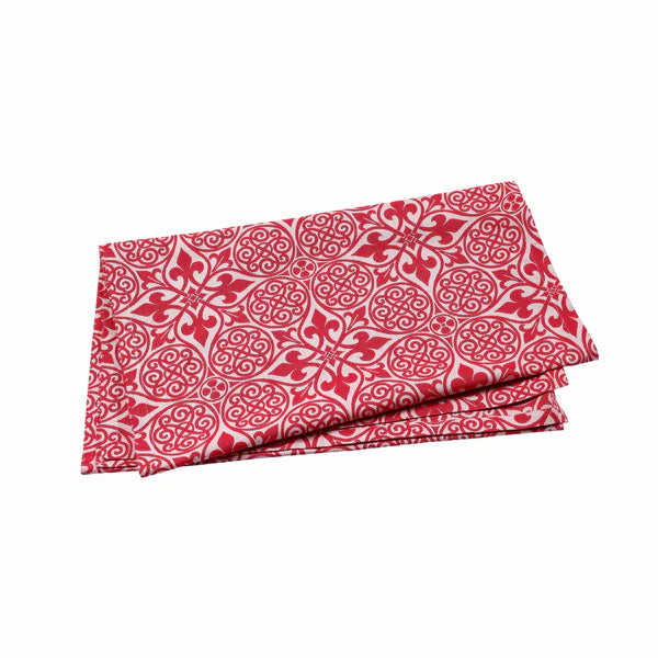 Vietri - Table Runner - Damask Red