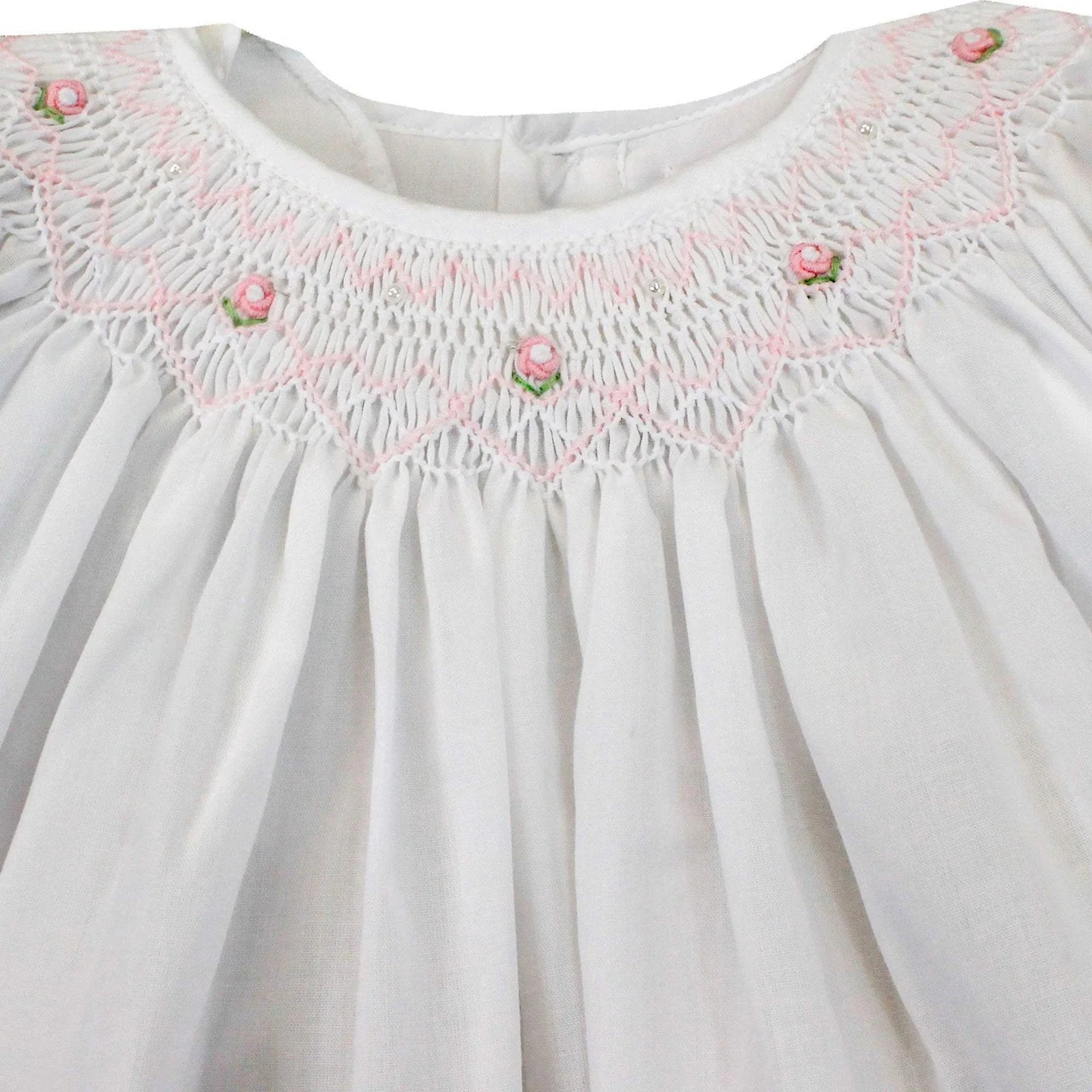 Petit Ami- Daygown with Heart Smocking & Pearls