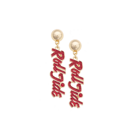 Canvas - Earring -  Pave Outline Drop - Alabama Roll Tide - Findlay Rowe Designs