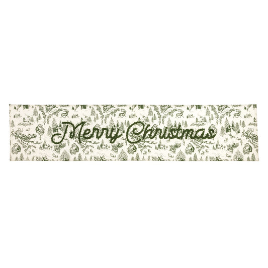 Mud Pie - Cloth Table Runner - Green Toile - Merry Christmas - Findlay Rowe Designs