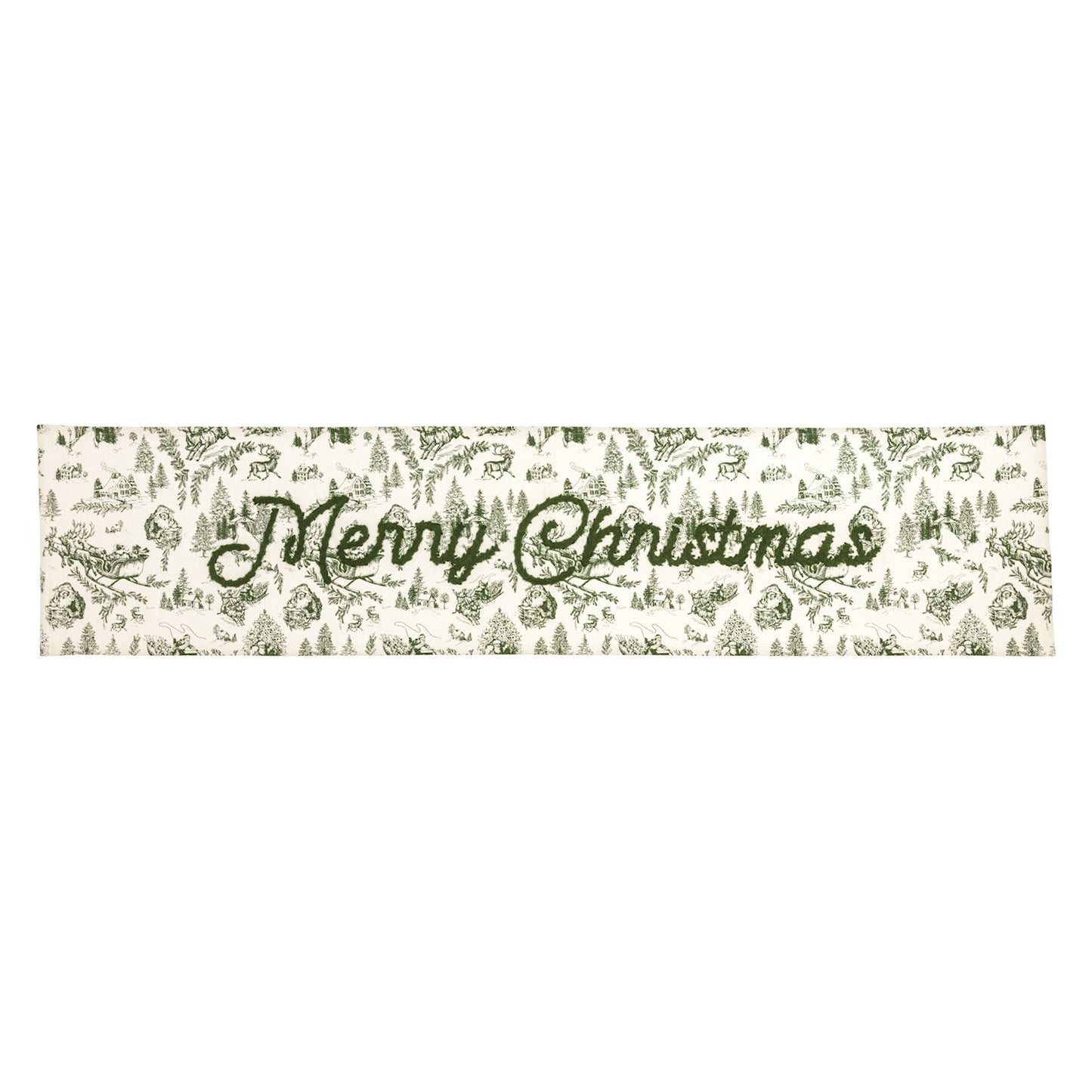 Mud Pie - Cloth Table Runner - Green Toile - Merry Christmas - Findlay Rowe Designs