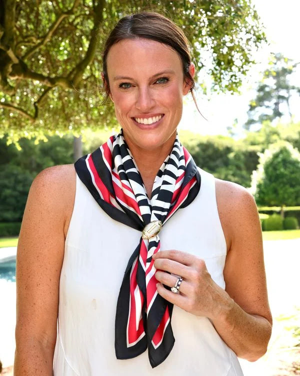 Caroline Hill - Scarf - Harper Zebra Striped Scarf Red Black - Medium