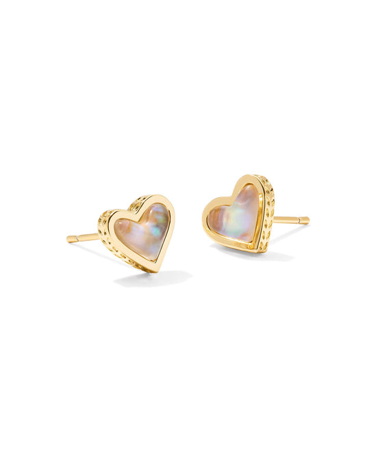 Kendra Scott - Framed Ari Heart Gold Stud Earrings - Iridescent Abalone - Findlay Rowe Designs