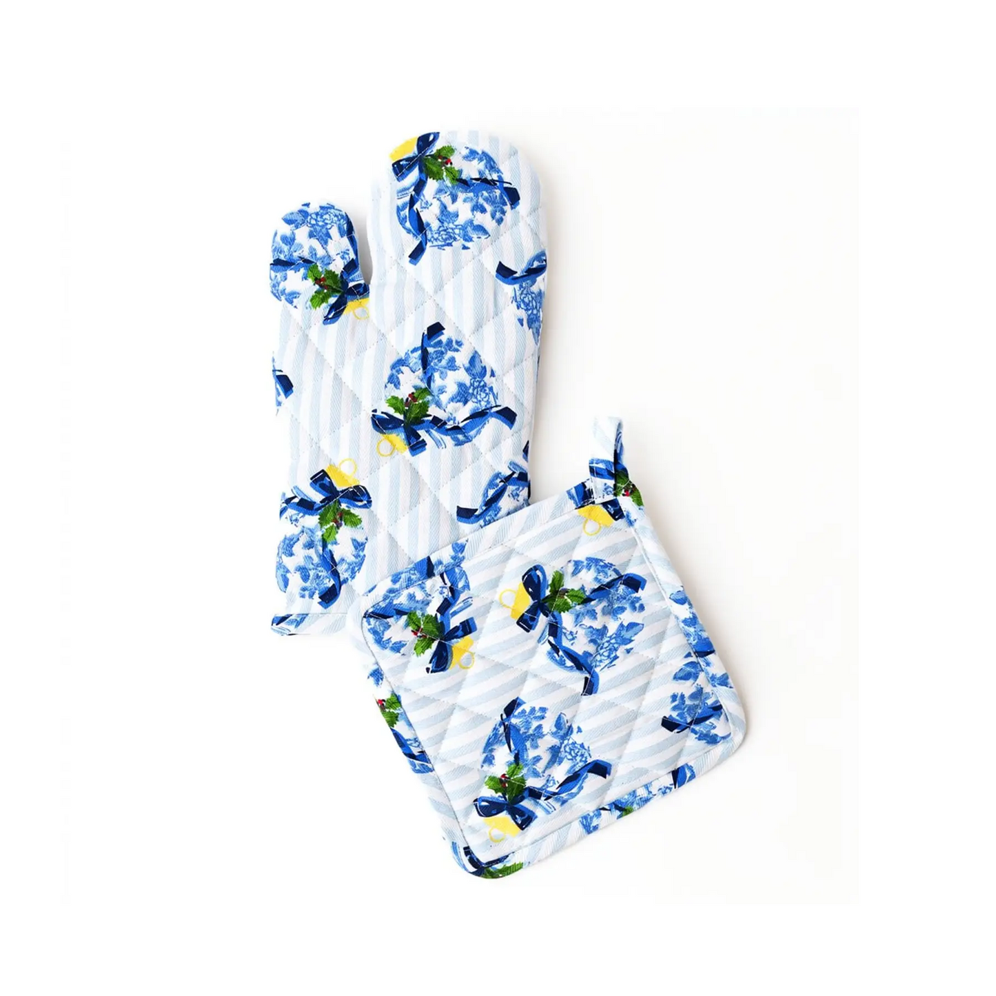 8 Oak Lane - Oven Mitt & Potholder - Holiday Chinoiserie - Set 2 - Findlay Rowe Designs
