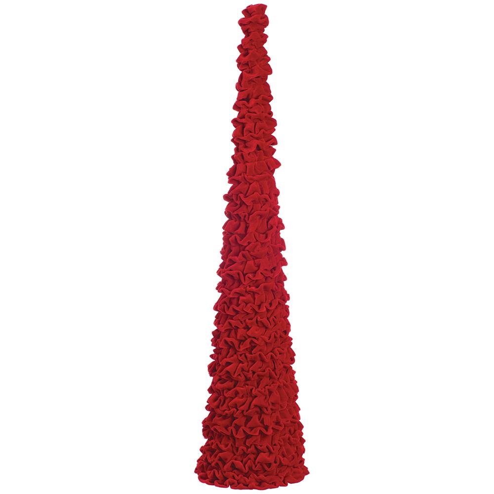 Allstate Floral - Ruffled Velvet Cone Topiary - Red - Findlay Rowe Designs